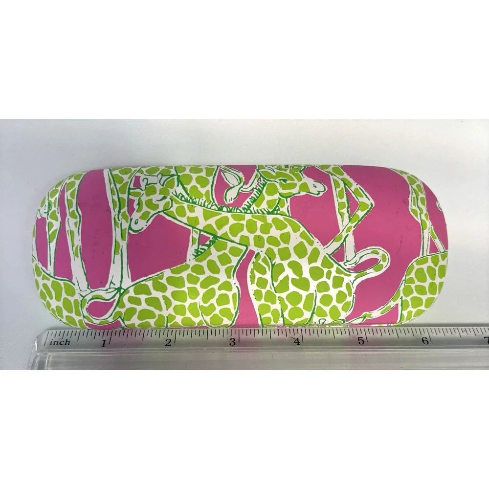 Lilly Pulitzer Eyeglasses Hard Hinged Case Pink Green Giraffe Clamshell